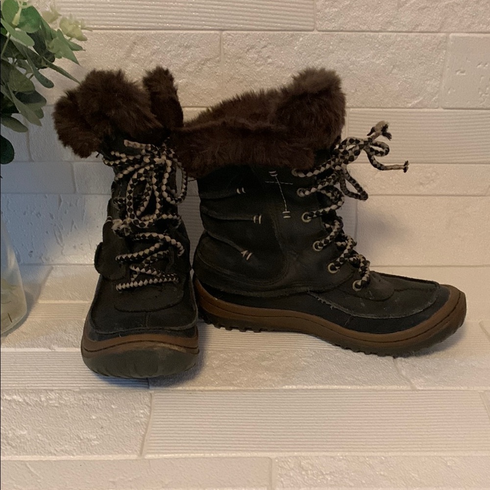 MERRELL Women's Black Fur-Lined Winter Boots